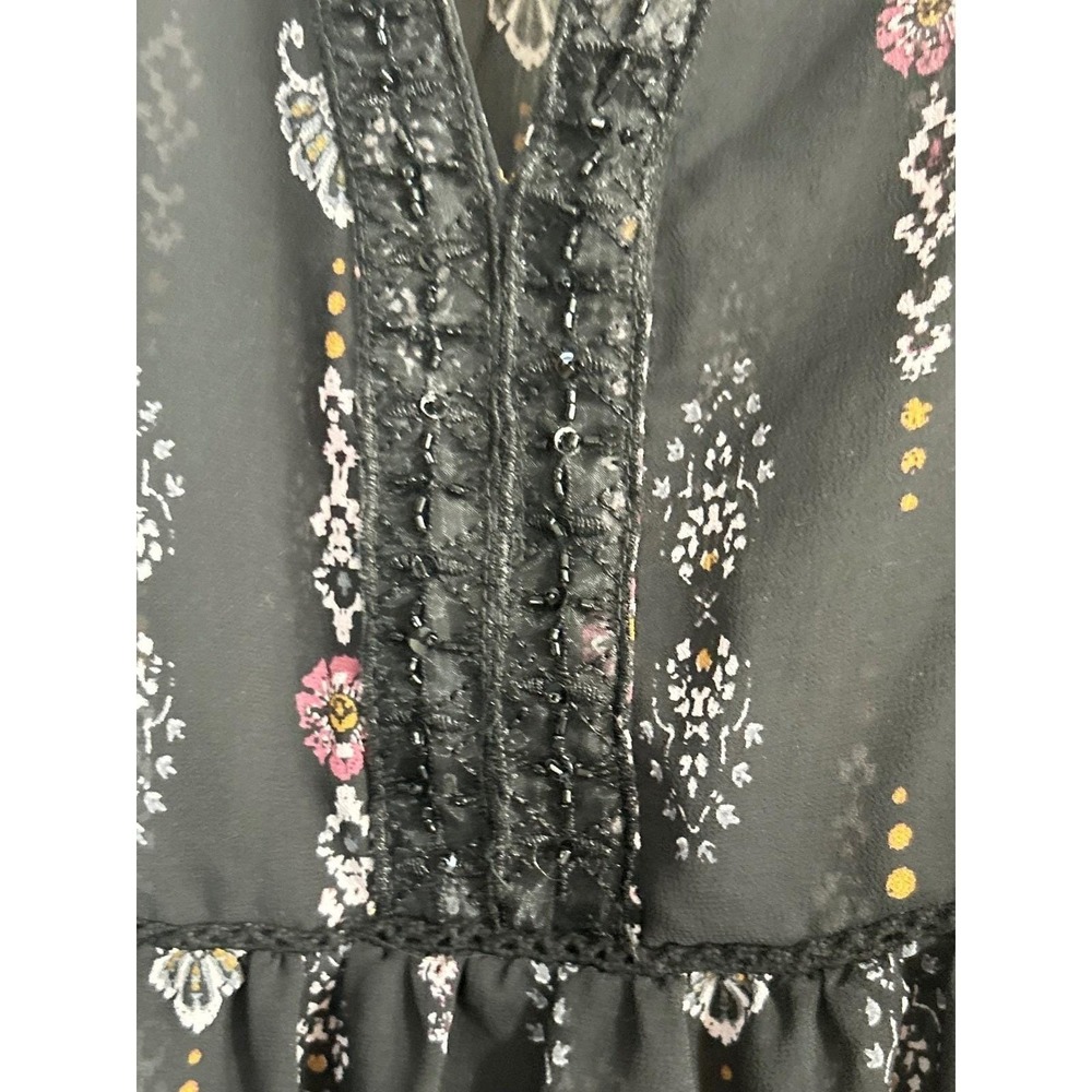 Knox Rose Peasant Blouse Womens Medium Black Boho Velvet Paisley Ethereal Top - Picture 8 of 12